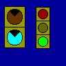 distant blue, home green
