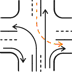 northbound thru and left