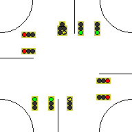 flashing yellow arrows